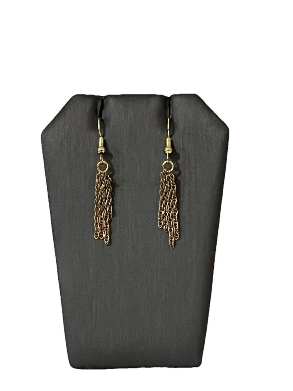 Handmade Gold Tone Multi Chain Tassel Dangle Earrings Drop Boho Fringe Hooks